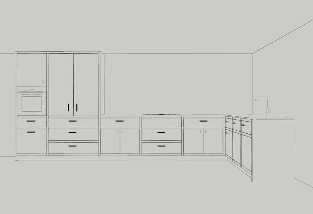 Detaljer i snedkerkøkken på mål